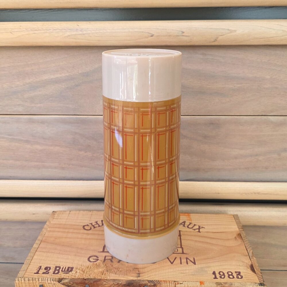 Vintage Aladdin Plaid Wide-Mouth Vacuum Thermos -